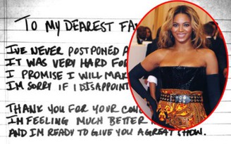 Bất ngờ hủy show, Beyonce viết tâm thư xin lỗi