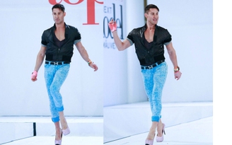 Giám khảo điển trai Next Top Model ‘lả lơi’ với giày hồng 2 tấc