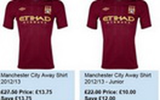 Áo đấu Man City đại hạ giá sau khi HLV Mancini bị sa thải