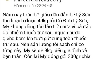 Công an xác minh tài khoản Facebook Lương Hoàng Anh tung tin không đúng về tỏi Lý Sơn