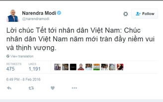 Thủ tướng Ấn Độ chúc Tết nhân dân Việt Nam bằng tiếng Việt