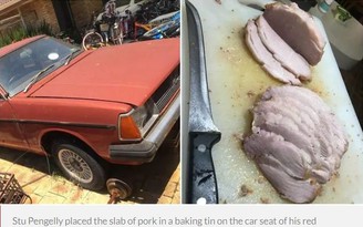Nướng chín thịt bằng cách để vào xe hơi trong ngày nắng nóng ở Úc