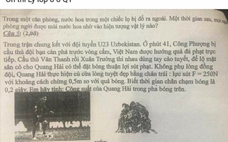 Hình ảnh cào tuyết của U.23 Việt Nam vào đề ôn vật lý