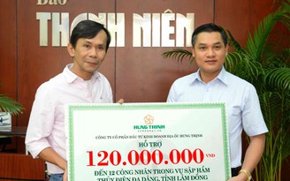 Hungthinh Corp hỗ trợ 120 triệu đồng cho công nhân vụ sập hầm