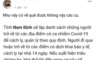 Nam Định áp dụng biện pháp gì với người dân về từ vùng dịch Covid-19?