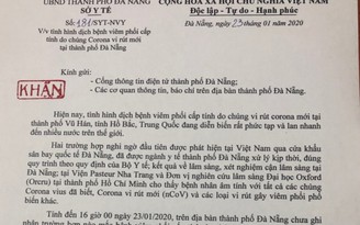 Sở Y tế Đà Nẵng bác thông tin vi rút corona mới xuất hiện tại Đà Nẵng