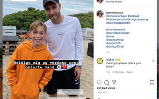 EURO 2020: Fan nhí bỗng nổi tiếng toàn cầu khi chụp ảnh với Christian Eriksen