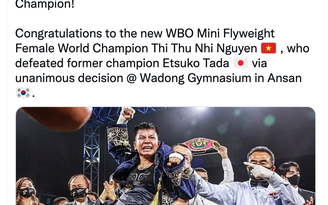 Nữ võ sĩ Nguyễn Thị Thu Nhi chung vai các nhà vô địch trứ danh của WBO