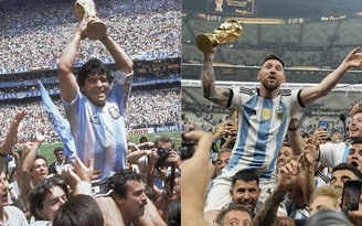 Messi được lặp lại hình ảnh ăn mừng vô địch World Cup như huyền thoại Maradona 1986