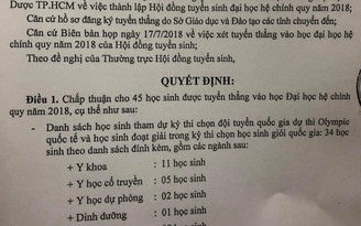 Trường ĐH Y dược TP.HCM công bố danh sách thí sinh trúng tuyển thẳng