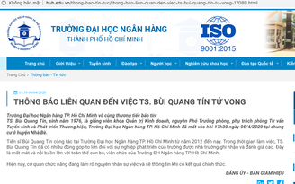 Vụ LS Bùi Quang Tín tử vong: Trường ĐH Ngân hàng TP.HCM chính thức lên tiếng