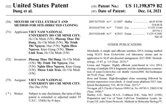 Một nghiên cứu thuộc trường đại học Việt Nam đăng ký thành công bằng sáng chế Mỹ