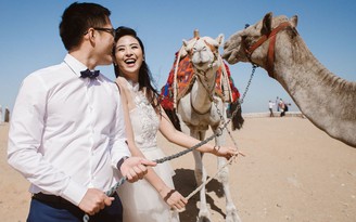 Hoa hậu Ngọc Hân chụp ảnh cưới tại kim tự tháp