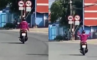 Bình Dương: Xác minh clip người đi xe máy lạng lách đánh võng, buông 2 tay