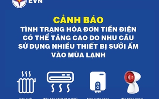 EVN cảnh báo hóa đơn điện tăng do dùng thiết bị sưởi ấm