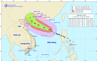 Bão số 4 đạt cấp 11, giật cấp 13-14 trên Biển Đông