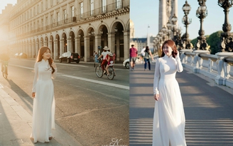 Cô gái Việt ‘gây sốt’ với bộ ảnh áo dài trắng lung linh giữa nắng chiều Paris