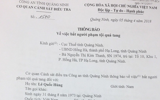 Bắt quả tang phó trưởng phòng thuộc Cục Thuế Quảng Ninh nhận tiền hối lộ