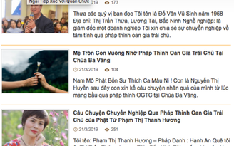 Website chùa Ba Vàng hoạt động trái phép
