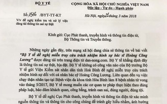 Bộ Y tế không đề nghị miễn truy cứu trách nhiệm hình sự bác sĩ Hoàng Công Lương