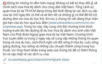 Tổng lãnh sự quán Mỹ: Ngừng tiếp nhận thị thực du học sinh Việt Nam là tin đồn