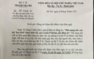 Giám đốc BV phải giải trình vụ 'hoa khôi' tiêm vắc xin Covid-19 không cần đăng ký