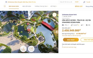 Vinhomes bán bất động sản trực tuyến