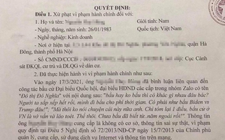 Hà Nội: Bình luận sai sự thật về bầu cử Quốc hội, bị phạt 7,5 triệu đồng