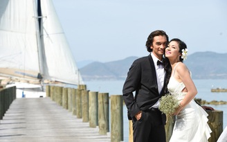 Việt Trinh lúng túng khi chụp ảnh cưới cùng Đức Hải ở resort triệu đô