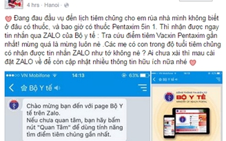 Dư luận ủng hộ tra cứu thông tin vắc xin qua Zalo của Bộ Y tế