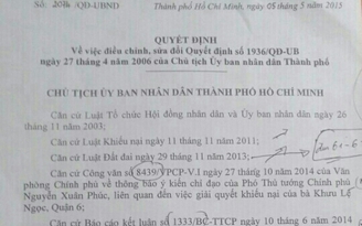 UBND TP.HCM bị tòa xử thua kiện vì ban hành quyết định trái pháp luật