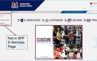 Giả trang web cảnh sát Singapore để lừa tiền