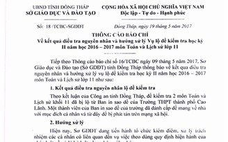 Vụ lộ đề thi lớp 11 ở Đồng Tháp: Giáo viên đưa đề thi để 'trả ơn'