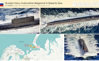 Siêu tàu ngầm hạt nhân Nga xuất hiện sau tin đồn mang theo ngư lôi Poseidon 'mất tích'
