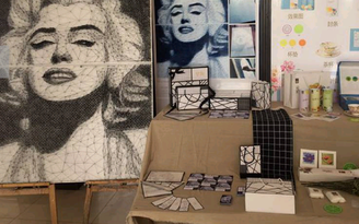 Độc đáo chân dung Marilyn Monroe bằng đinh và dây