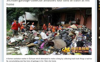 Công nhân vệ sinh trữ 4 tấn rác trong nhà