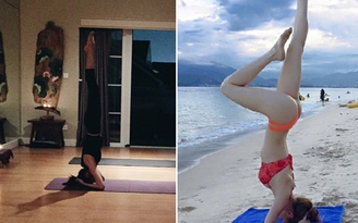 Tăng Thanh Hà tập yoga 'trồng chuối' như Hồ Ngọc Hà