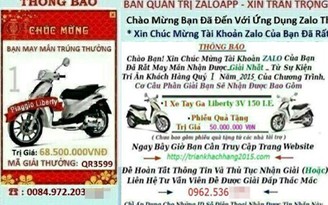 Bắt giam băng gửi tin nhắn thông báo trúng thưởng xe tay ga để lừa