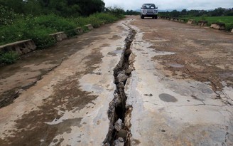 Đê nứt toác trong mùa mưa lũ