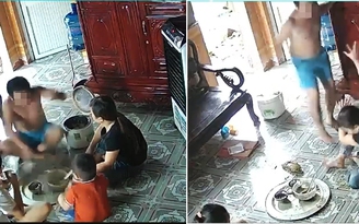 VIDEO: 3 con trẻ 'tròn mắt' khi hai người lớn cãi vã đập chén đũa ngay bữa cơm