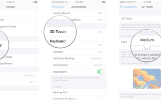 Cách thiết lập độ nhạy 3D Touch trên iPhone 6S