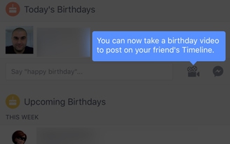 Facebook thử nghiệm tính năng chúc mừng sinh nhật bằng video