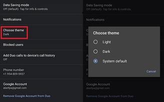 Google Duo được khoác giao diện nền tối