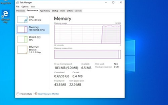 Windows 10 32-bit có thể hoạt động với RAM 192 MB