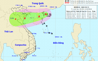Bão số 4 có vùng ảnh hưởng ngày càng rộng khi hướng vào Việt Nam