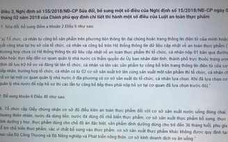 Quy định về tự công bố sản phẩm thực phẩm
