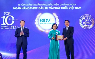 Hai sản phẩm của BIDV nhận giải thưởng Tin dùng Việt Nam 2022