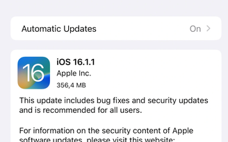 Apple tung iOS 16.1.1 sửa lỗi trên iPhone