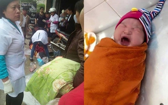 Sản phụ được người dân đỡ đẻ ven đường
