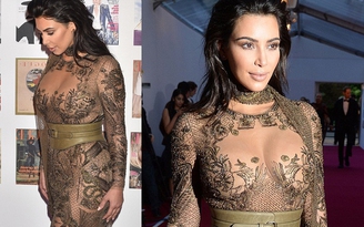 Fan Mỹ xấu hổ khi Kim Kardashian diện váy như ‘nude’ ở Gala Vogue 100